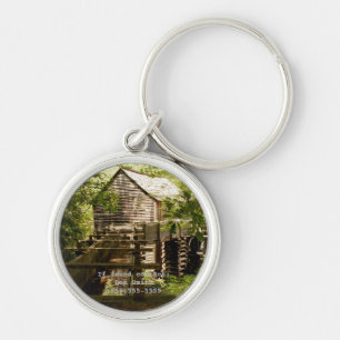 Old Mill and Waterwheel Personalised Keychain