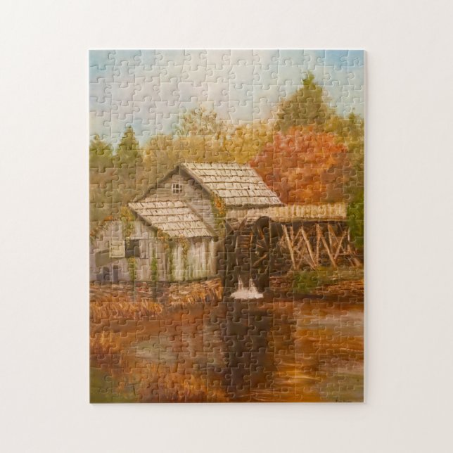Old Mill In Autumn Jigsaw Puzzle (Vertical)