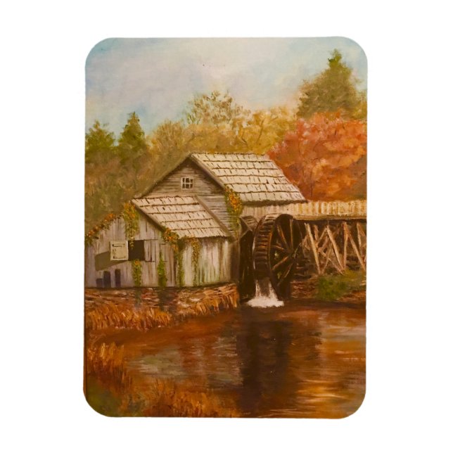 Old Mill In Autumn Magnet (Vertical)