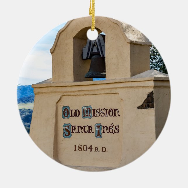 Old Mission Santa Inés, Solvang, California Ceramic Tree Decoration (Back)