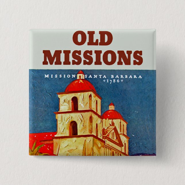 Old Missions ~ Santa Barbara 15 Cm Square Badge (Front)