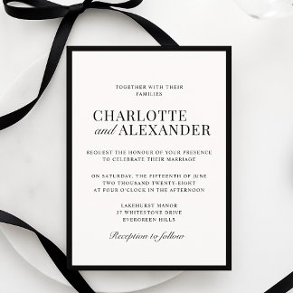 Old Money Aesthetic, off-white, framed Wedding Invitation