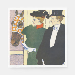 Old Money Aesthetic Vintage Horse Racing Print Napkin
