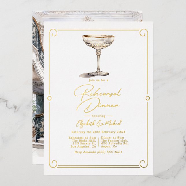 Old Money Aesthetic Wedding Rehearsal Dinner (Front/Back)