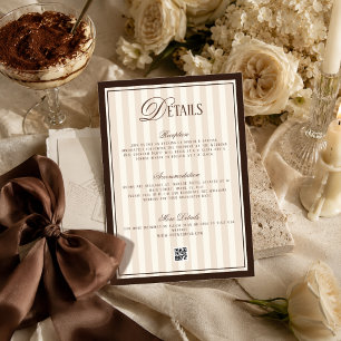 Old Money Beige Ivory Brown Wedding Details  Enclosure Card