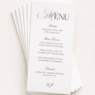 Old Money Black and Black Wedding Menu Card