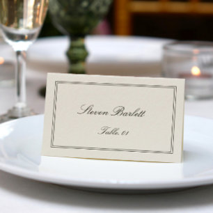 Old Money Black and Cream Wedding Place Card DIY