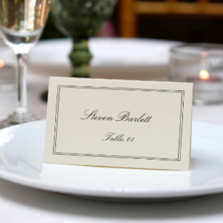 Old Money Black and Cream Wedding Place Card DIY