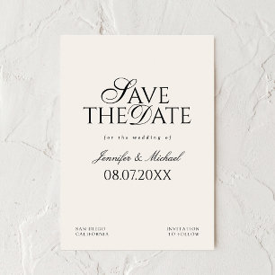 Old Money Black and Ivory Wedding Save The Date