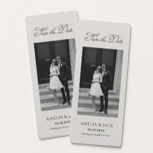 Old Money Black and Ivory Wedding Save the Date Invitation