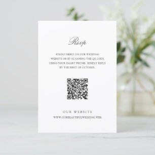 Old Money Black and White Classic QR Code Wedding RSVP Card