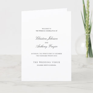 Old Money Black and White Classic Wedding Programme