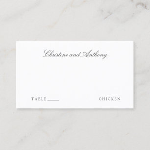 Old Money Black and White Meal Choice Wedding Place Card