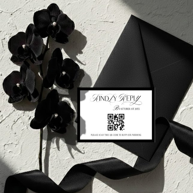 Old Money Black and White  RSVP Card (Creator Uploaded)