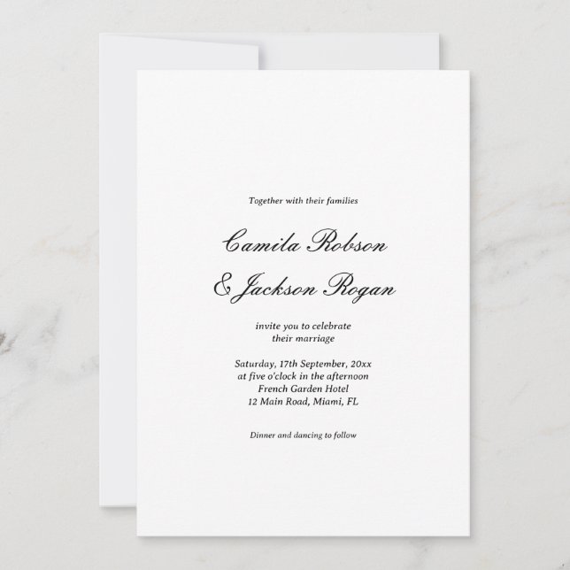 Old Money Black and White Wedding  Invitation (Front)
