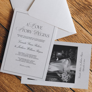 Old Money Black and White Wedding  Invitation