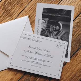 Old Money Black and White Wedding  Invitation