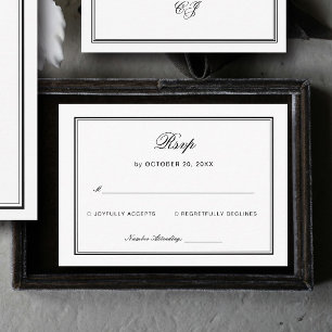 Old Money Black and White Wedding RSVP Enclosure Card