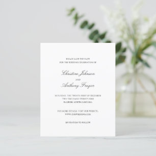 Old Money Black and White Wedding Save the Date