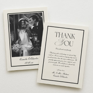Old Money Black and White Wedding Thank You Card