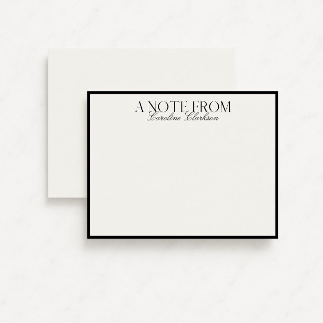 Old Money Black Border Modern Bold Text Note card (Creator Uploaded)