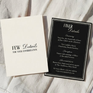 Old Money Black Fancy Monogram Wedding Details Enclosure Card