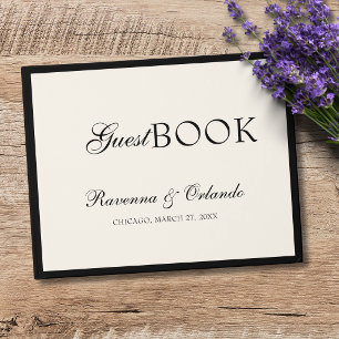 Old Money Black Ivory Timeless Elegant Wedding Guest Book
