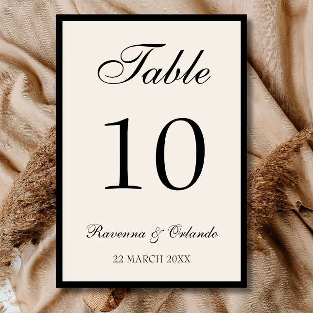 Old Money Black Ivory Timeless Elegant Wedding Table Number (Creator Uploaded)