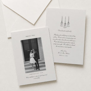 Old Money Black & Ivory Wedding Thank You Card