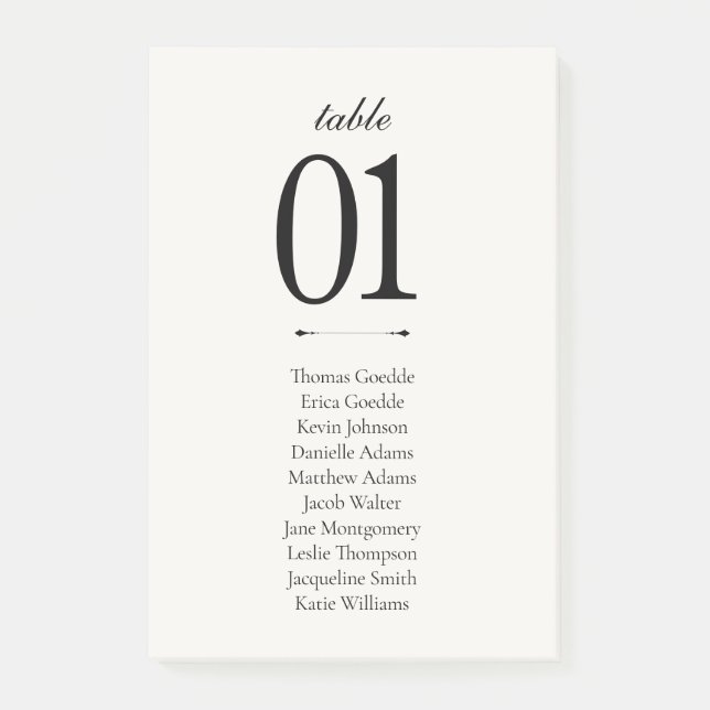 Old Money Black & White | Printable Seating Flat Post-it Notes (Front)