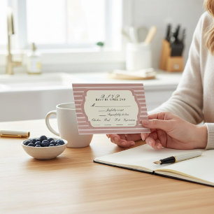 old money Boho Striped RSVP Card 