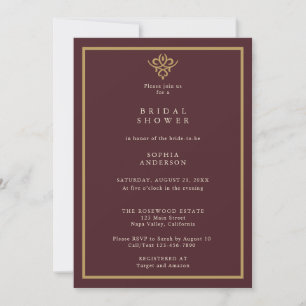 Old Money Burgundy Bridal Shower Invitation