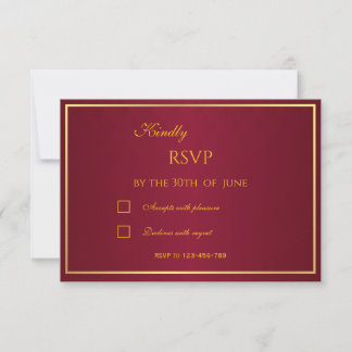 Old Money Burgundy & Gold RSVP Card