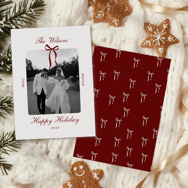Old Money Burgundy Photo Christmas Holiday Card (Creator Uploaded)