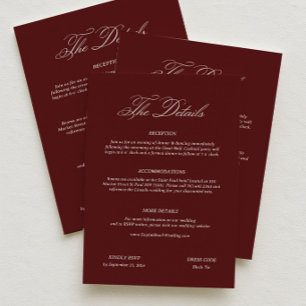 Old Money Burgundy Wedding Details  Enclosure Card