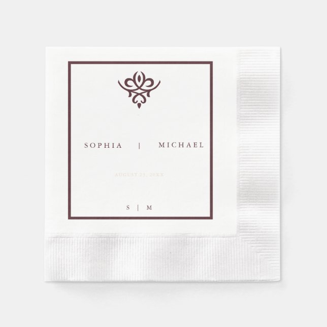 Old Money Burgundy Wedding Napkins (Front)