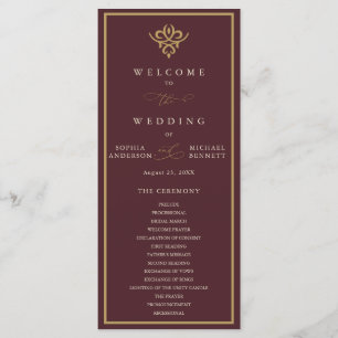 Old Money Burgundy Wedding Program Programme