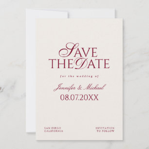 Old Money Burgundy Wedding Save The Date