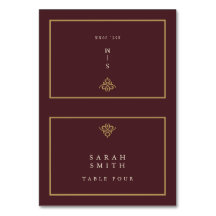 Old Money Burgundy Wedding Table Place Card