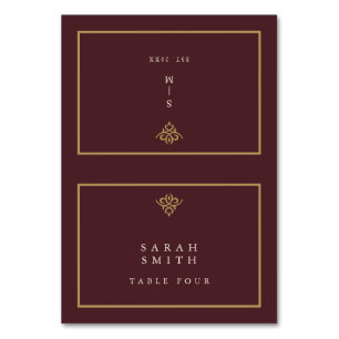 Old Money Burgundy Wedding Table Place Card