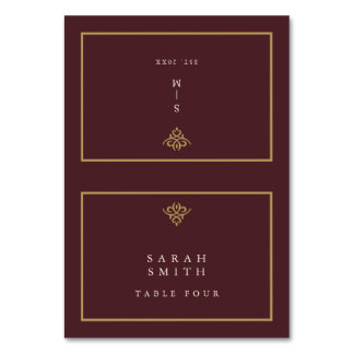 Old Money Burgundy Wedding Table Place Card