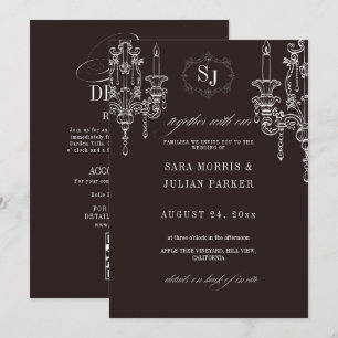 Old Money Chocolate All In One Wedding Invitation