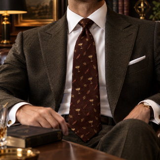 Old Money Cigar Champagne Coupe Toast Brown Tie