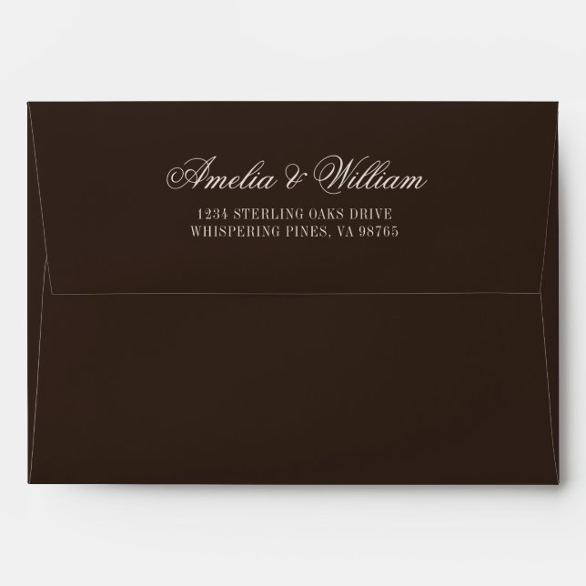 Old Money Classy Timeless Brown Cream Wedding Envelope (Back (Top Flap))