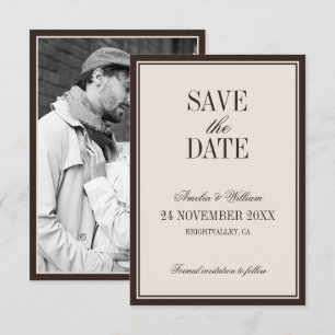 Old Money Classy Timeless Brown Cream Wedding Save The Date
