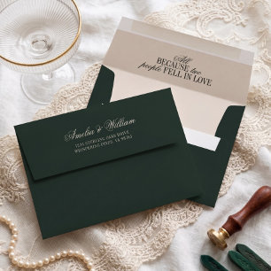 Old Money Classy Timeless Emerald Green Wedding Envelope