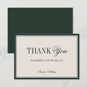 Old Money Classy Timeless Emerald Green Wedding Thank You Card