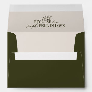 Old Money Classy Timeless Olive Green Wedding Envelope
