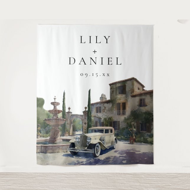 Old Money Country Estate Wedding Photo Backdrop Tapestry (Front)