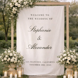 Old Money Custom Fabric Wedding Welcome Sign Tapestry